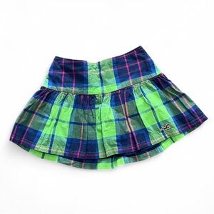 Hollister Green & Navy Plaid Mini Skirt